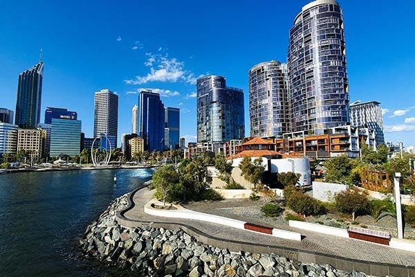 The waterfront in downtown Perth, Western Australia.