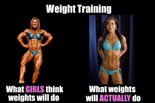 Weight training: What GIRLS think weights will do vs. What weights will ACTUALLY do