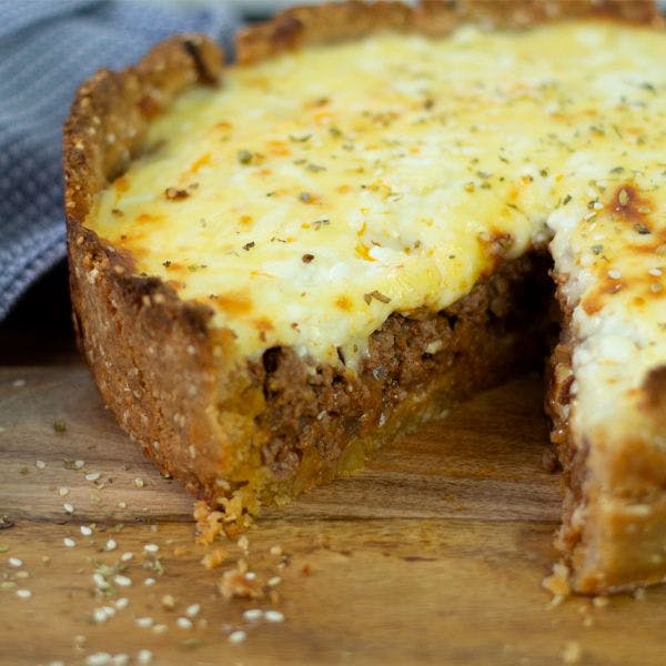 High Protein Cheesy Keto Meat Pie recipe from Bulk Nutrients